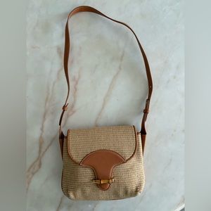 J McLaughlin Nolan tan leather woven purse